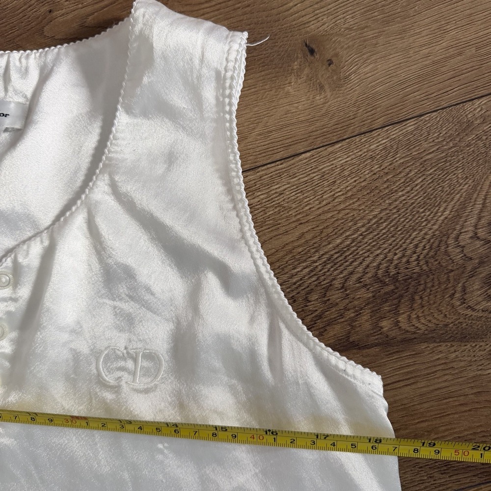 Vintage Christian Dior White Satin Nightgown Saks CD Logo Lingerie - Picture 9 of 9